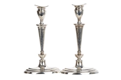 Lot 781 - PAIR OF GEORGE V SILVER TABLE CANDLESTICKS