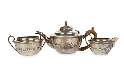 Lot 782 - SILVER THREE PIECE AFTERNOON TEA SERVICE