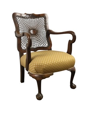 Lot 488 - WALNUT ARMCHAIR