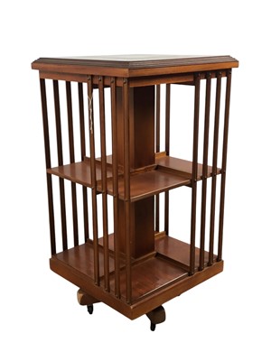 Lot 489 - REPRODUCTION INLAID MAHOGANY REVOLVING BOOKCASE