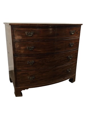 Lot 595 - GEORGE IV INLAID MAHOGANY BOW FRONT CHEST OF DRAWERS
