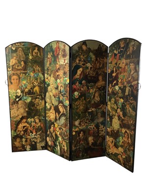 Lot 535 - VICTORIAN FOLDING DRESSING SCREEN