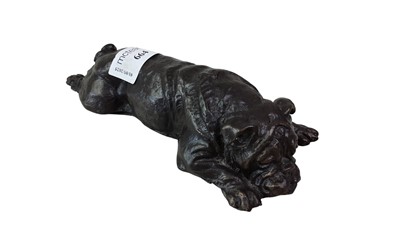 Lot 664 - BRONZED MODEL OF A DOG