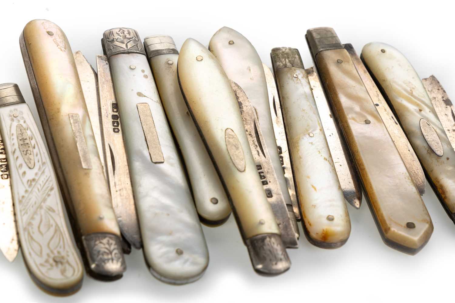 Lot 1149 - NINE SILVER FRUIT KNIVES