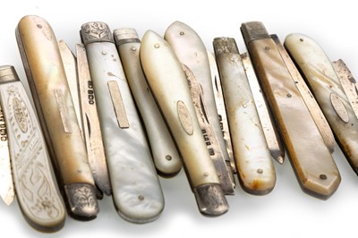 Lot 1149 - NINE SILVER FRUIT KNIVES