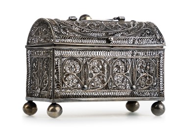 Lot 1152 - CONTINENTAL SILVER FILIGREE CASKET
