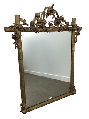 Lot 540 - GILT FRAMED OVERMANTEL WALL MIRROR