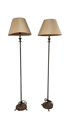 Lot 542 - PAIR OF BRASS FLOOR STANDING LAMPS