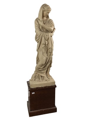 Lot 549 - PAINTED STUCCO STATUE OF A CLASSICAL FEMALE