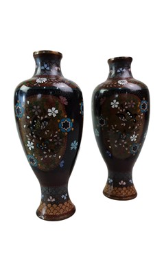 Lot 696 - PAIR OF JAPANESE CLOISONNÉ BALUSTER VASES