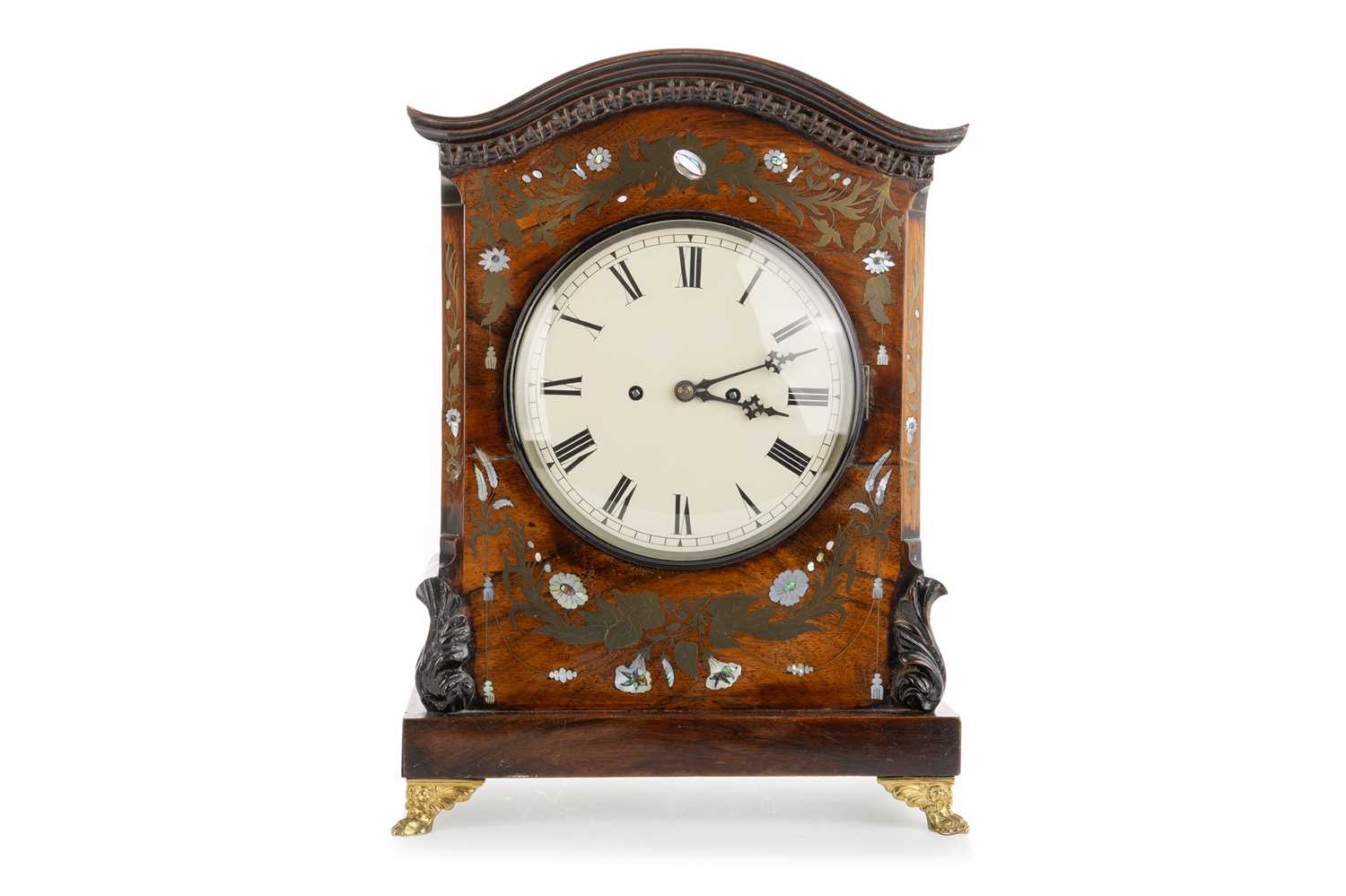 Lot 1037 - REGENCY ROSEWOOD BRACKET CLOCK
