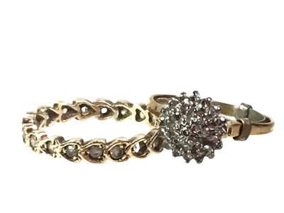 Lot 747 - DIAMOND CLUSTER RING AND GEM SET ETERNITY RING