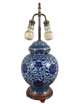 Lot 715 - TWO CLOISONNÉ TABLE LAMPS