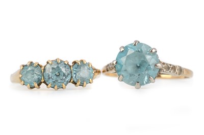 Lot 549 - TWO BLUE ZIRCON RINGS