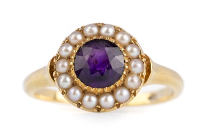 Lot 588 - AMETHYST AND SEED PEARL RING