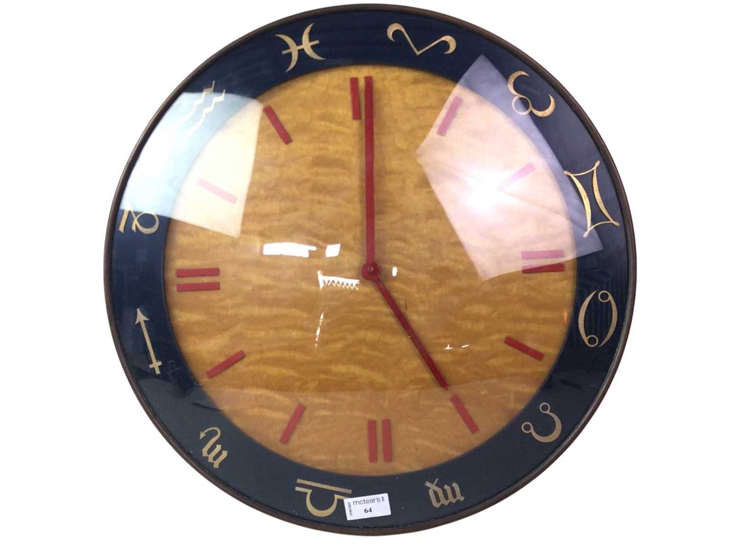 Lot 64 - LARGE WALNUT VENEER ART DECO WALL CLOCK