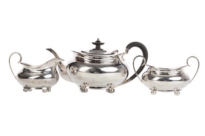 Lot 822 - SILVER THREE PIECE TEA SERVICE