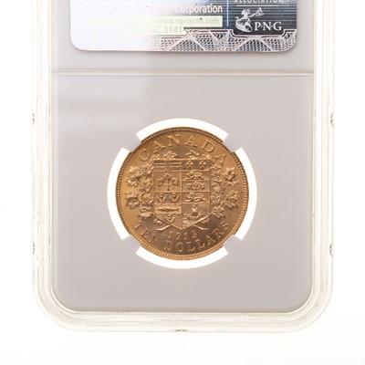 Lot 101 - GEORGE V CANADIAN GOLD $10 COIN, NGC MS 63