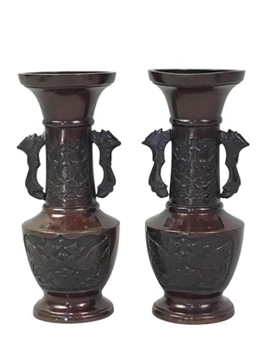 Lot 127 - PAIR OF JAPANESE BRONZE VASES