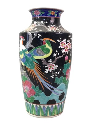 Lot 153 - CHINESE FAMILLE NOIRE BALUSTER VASE