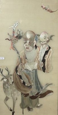 Lot 161 - CHINESE UPRIGHT SILK NEEDLEWORK PANEL