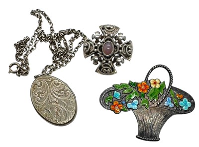 Lot 252 - MIDDLE-EASTERN ISRAELI SILVER CROSS BROOCH