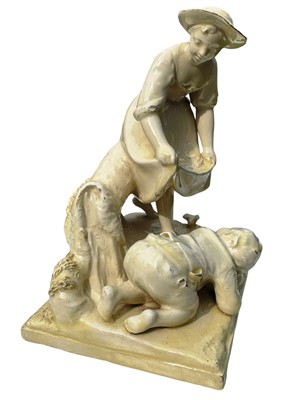 Lot 258 - CREAMWARE CERAMIC FIGURE GROUP