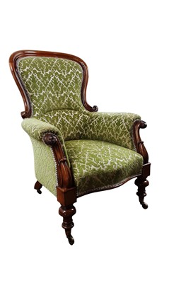 Lot 216 - VICTORIAN WALNUT ARMCHAIR
