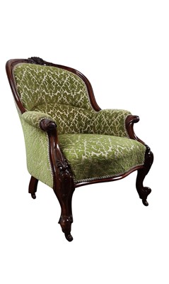 Lot 221 - VICTORIAN WALNUT ARMCHAIR