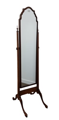 Lot 237 - WALNUT CHEVAL MIRROR
