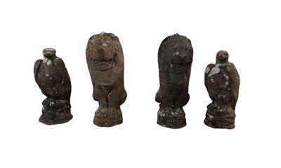 Lot 238 - TWO PAIRS OF RECONSTITUTED STONE GARDEN ORNAMENTS