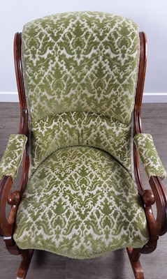 Lot 244 - VICTORIAN WALNUT ROCKING CHAIR