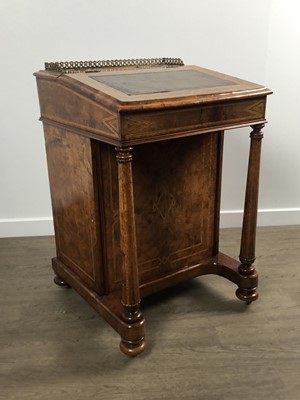Lot 1314 - VICTORIAN BURR WALNUT DAVENPORT