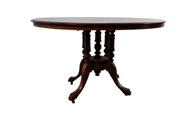 Lot 278 - VICTORIAN INLAID WALNUT OVAL TABLE