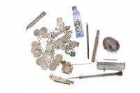 Lot 321 - GROUP OF SMALL SILVER ITEMS comprising charm...