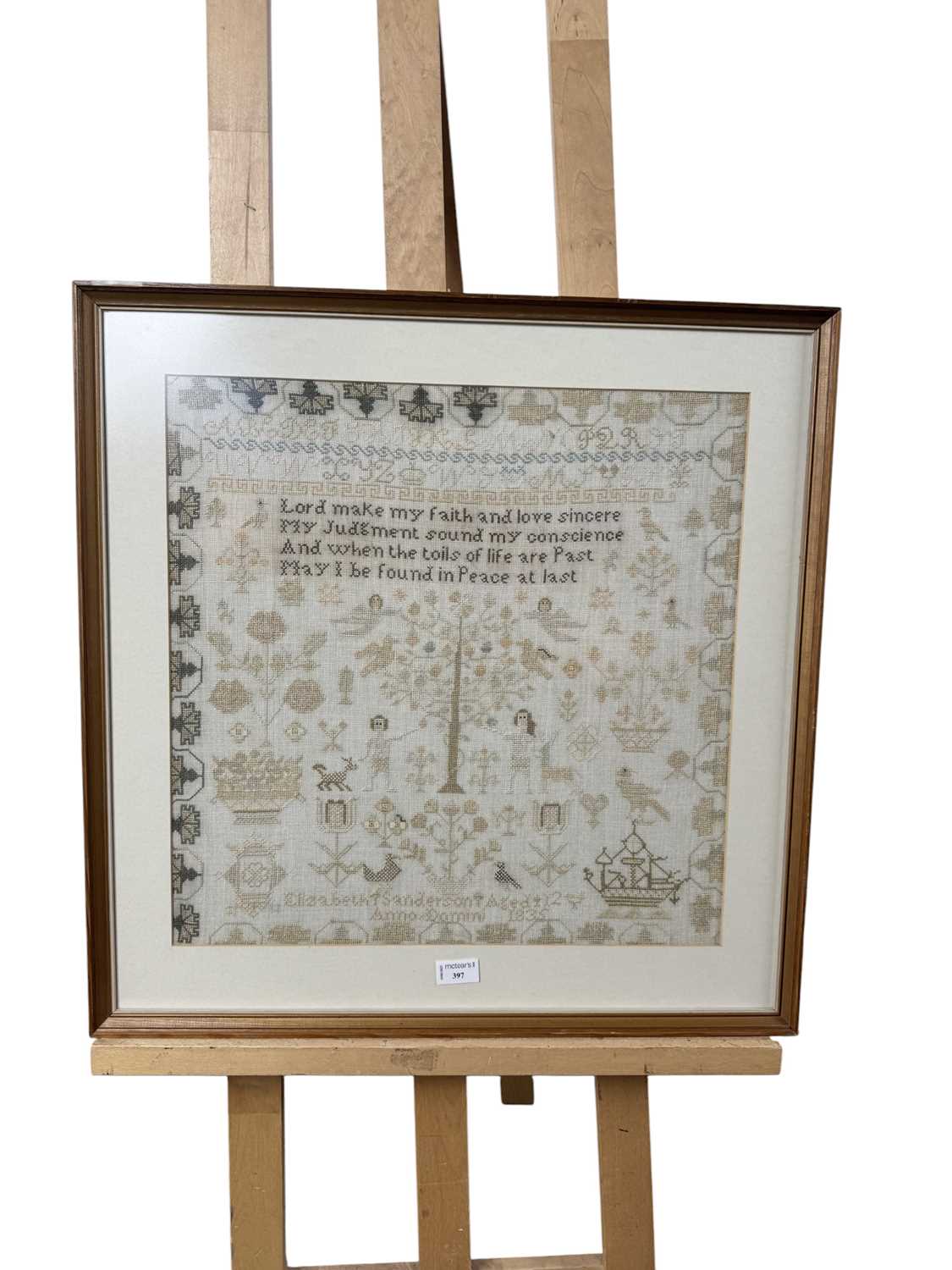 Lot 397 - WILLIAM IV NEEDLEWORK SAMPLER