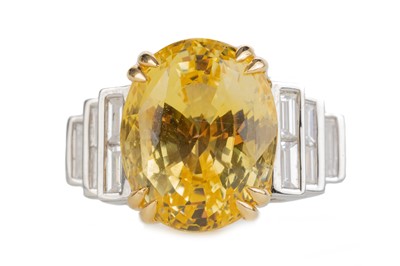 Lot 526 - CERTIFICATED NATURAL YELLOW SAPPHIRE AND DIAMOND RING