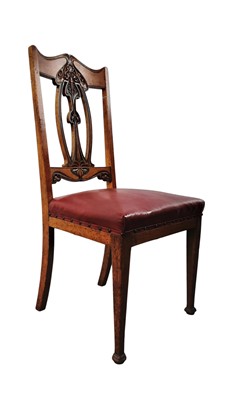 Lot 440 - VICTORIAN OAK TABLE AND SIX CHAIRS