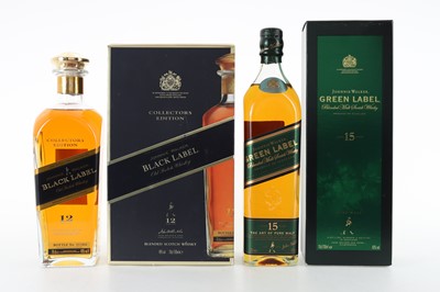 Lot 272 - JOHNNIE WALKER 12 YEAR OLD BLACK LABEL COLLECTOR'S EDITION AND 15 YEAR OLD GREEN LABEL