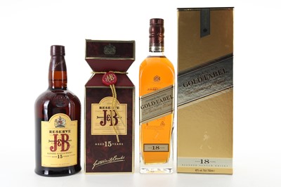 Lot 331 - JOHNNIE WALKER 18 YEAR OLD GOLD LABEL AND J&B 15 YEAR OLD RESERVE 75CL