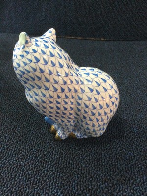 Lot 1324 - HEREND FIGURE OF A SEATED CAT