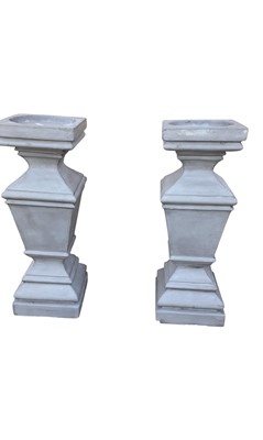Lot 420 - PAIR OF GREY CERAMIC GARDEN PEDESTALS