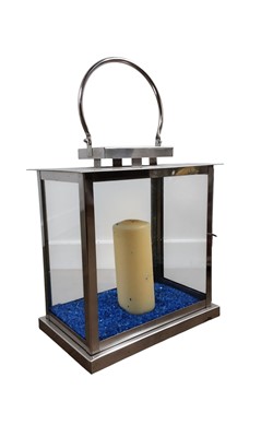 Lot 412 - STEEL AND GLASS LANTERN
