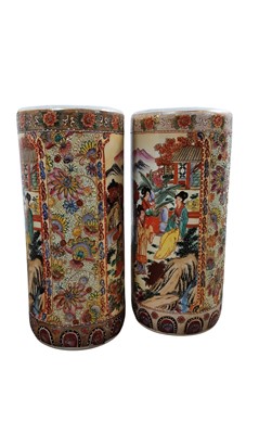 Lot 599 - PAIR OF CHINESE CERAMIC STICK STANDS