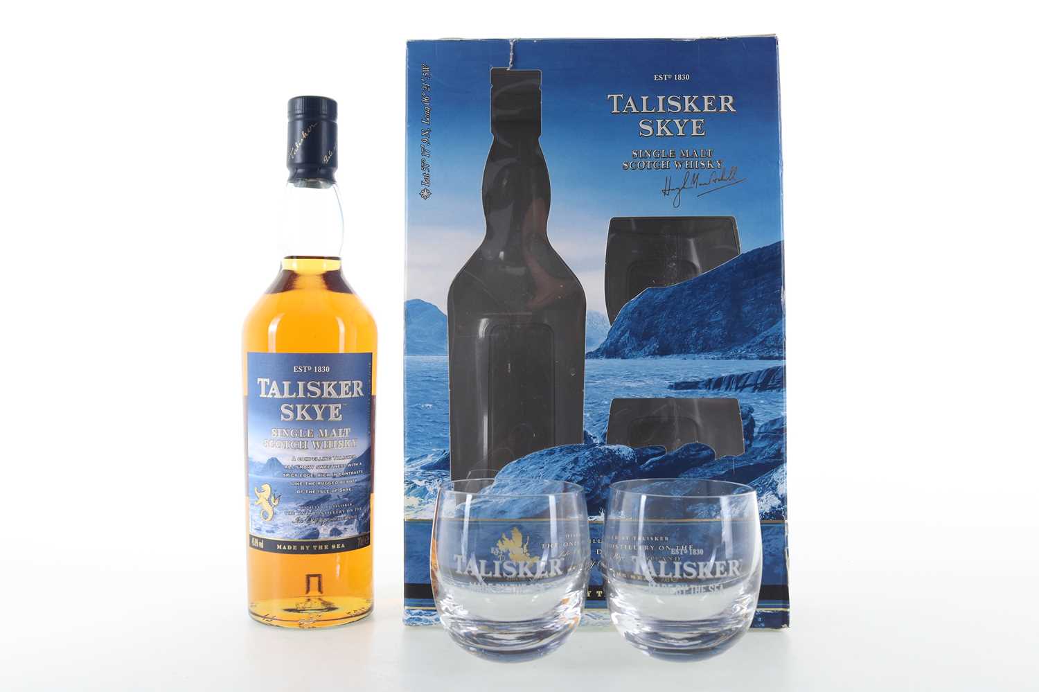 Lot 13 - TALISKER SKYE GIFT PACK WITH 2 GLASSES