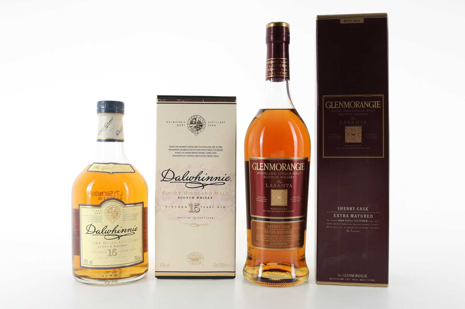 Lot 25 - GLENMORANGIE LASANTA AND DALWHINNIE 15 YEAR OLD