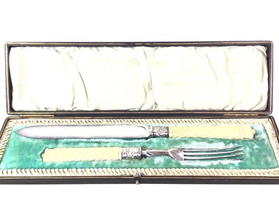 Lot 456 - VICTORIAN CAKE KNIFE AND FORK