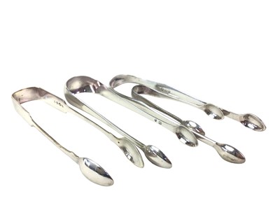Lot 458 - PAIR OF GEORGE III SILVER SUGAR TONGS