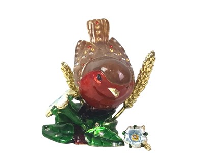 Lot 476 - THREE ENAMELLED ROBIN FIGURES