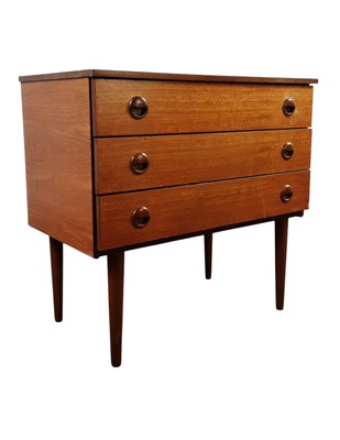 Lot 606 - PAIR OF TEAK THREE DRAWER CHESTS